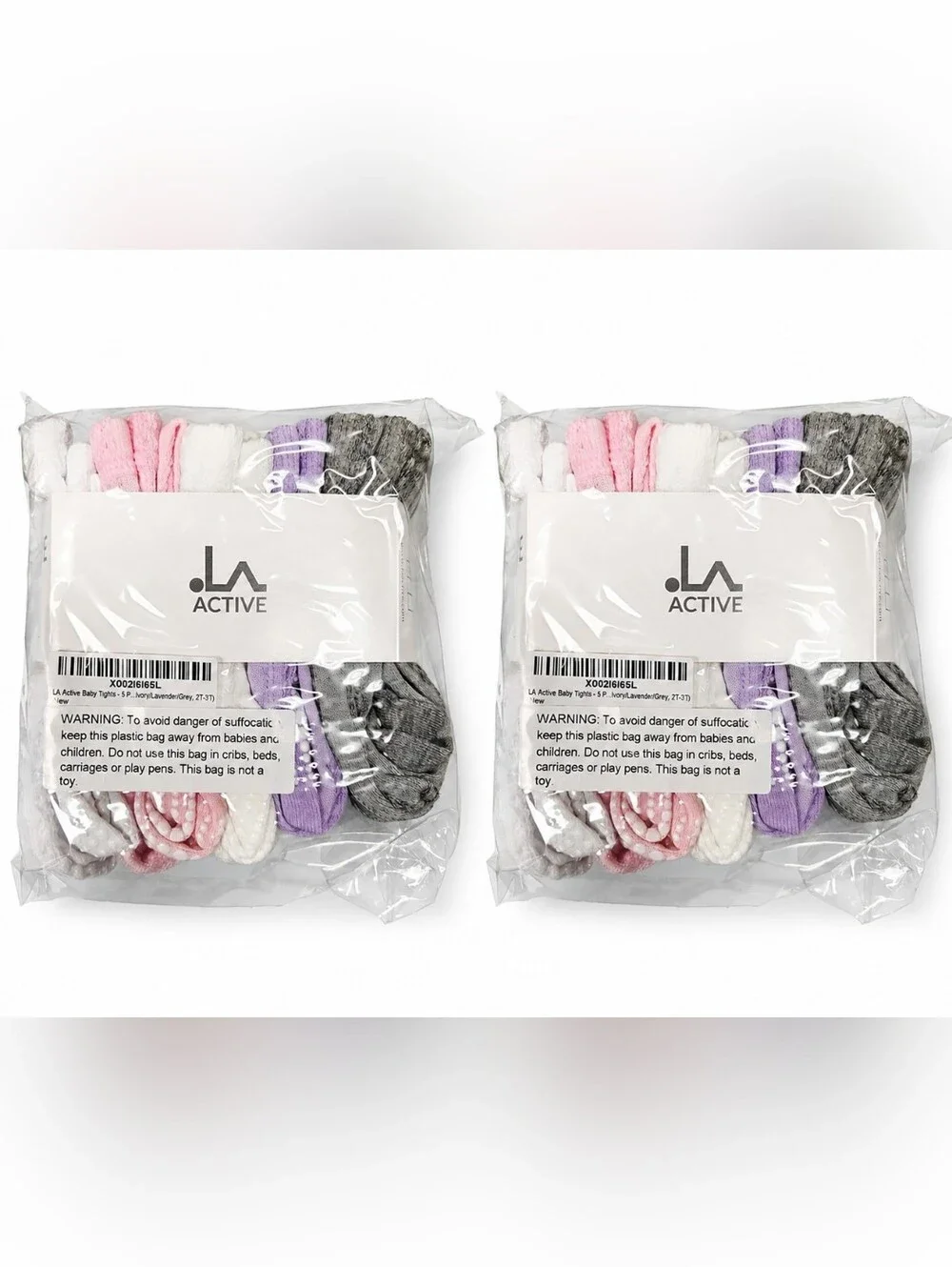 2 Pack LA Active Baby Girls Tights 5 Pairs Each Size 2T-3T Assorted Colors